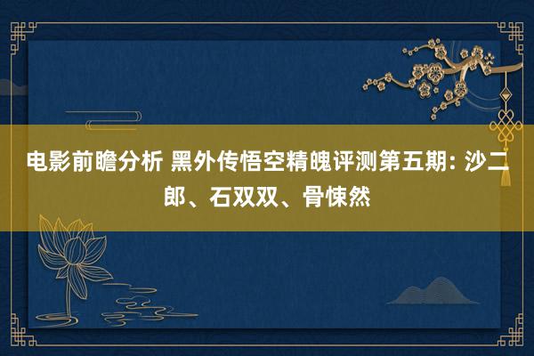 电影前瞻分析 黑外传悟空精魄评测第五期: 沙二郎、石双双、骨悚然