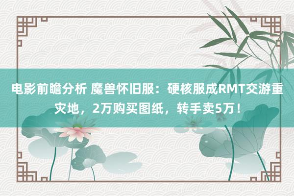 电影前瞻分析 魔兽怀旧服：硬核服成RMT交游重灾地，2万购买图纸，转手卖5万！