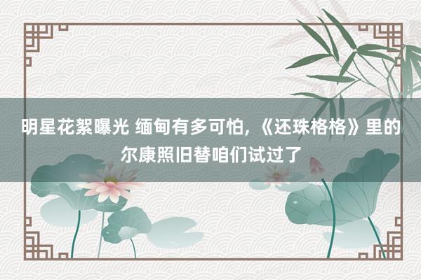 明星花絮曝光 缅甸有多可怕, 《还珠格格》里的尔康照旧替咱们试过了